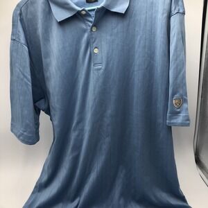 Tiger Woods Nike Golf Shirt Polo Size Large Regular Light Blue Striped Authentic